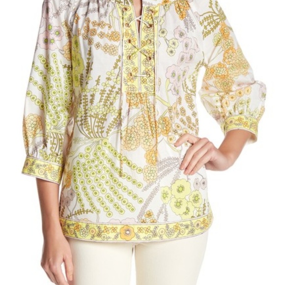 Trina Turk Chirp Blouse Small Floral Tunic Small - Picture 8 of 8